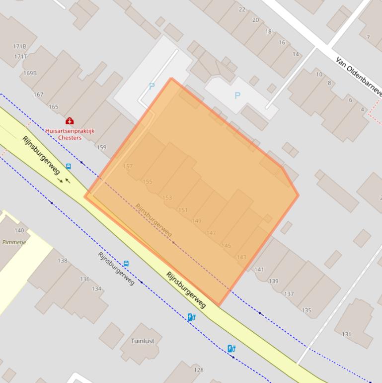 Kaart van postcodegebied 2334BN.