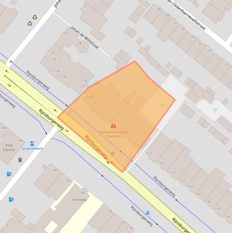 Kaart van postcodegebied 2334BP.