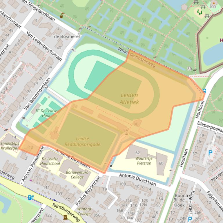 Kaart van postcodegebied 2334CE.