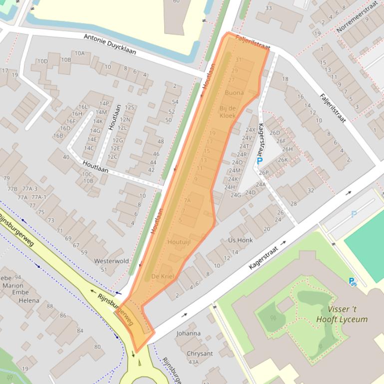 Kaart van postcodegebied 2334CJ.