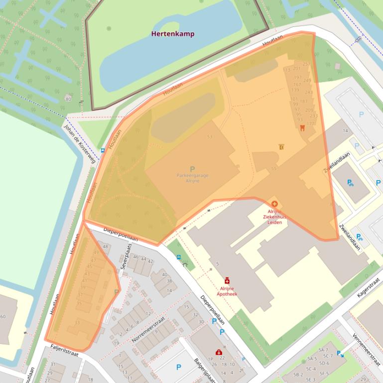 Kaart van postcodegebied 2334CK.