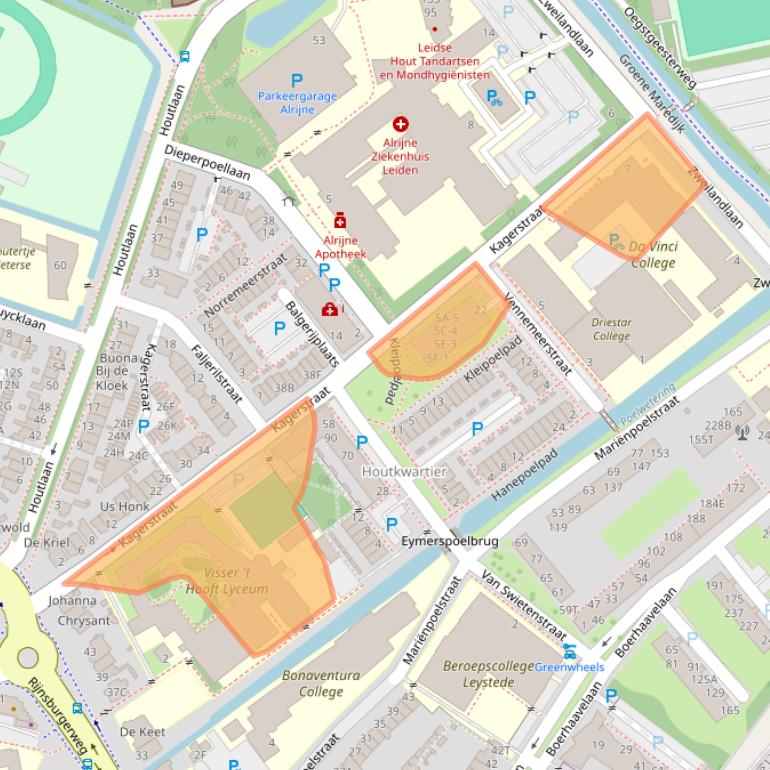 Kaart van postcodegebied 2334CP.