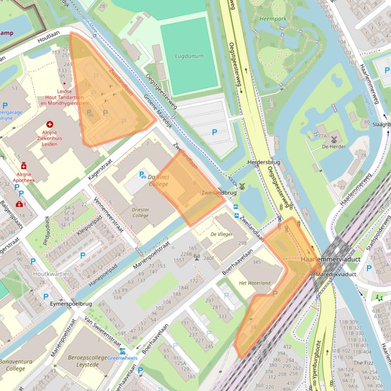 Kaart van postcodegebied 2334CS.