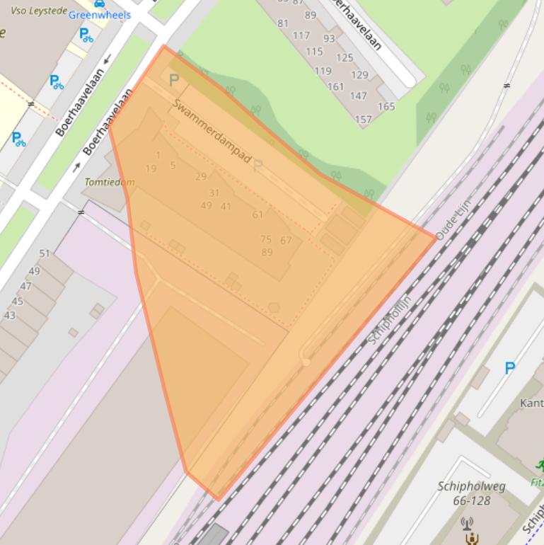 Kaart van postcodegebied 2334DA.