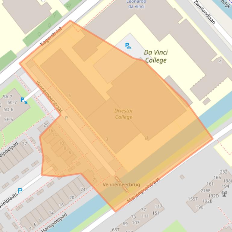 Kaart van postcodegebied 2334DE.