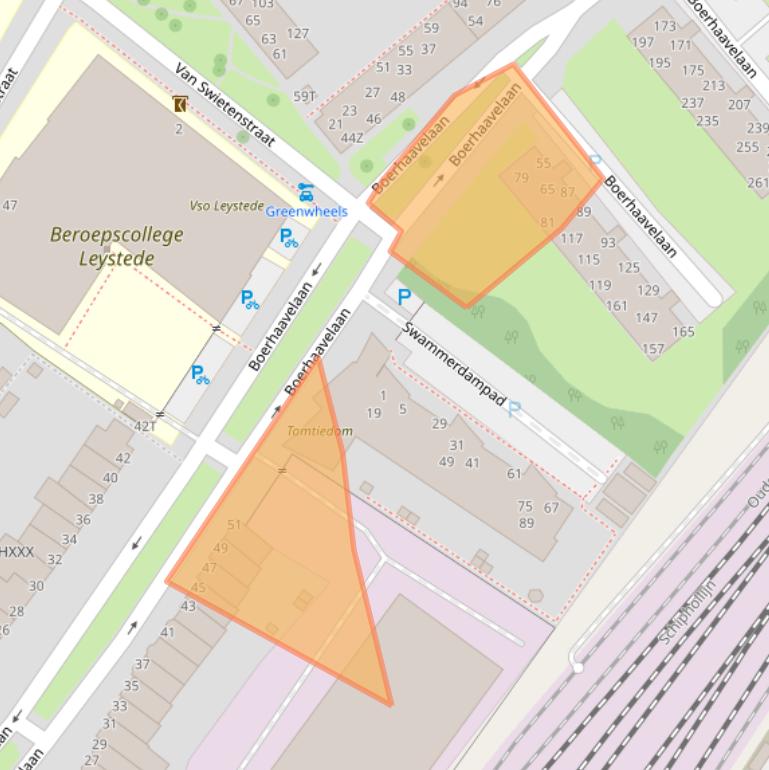 Kaart van postcodegebied 2334EE.