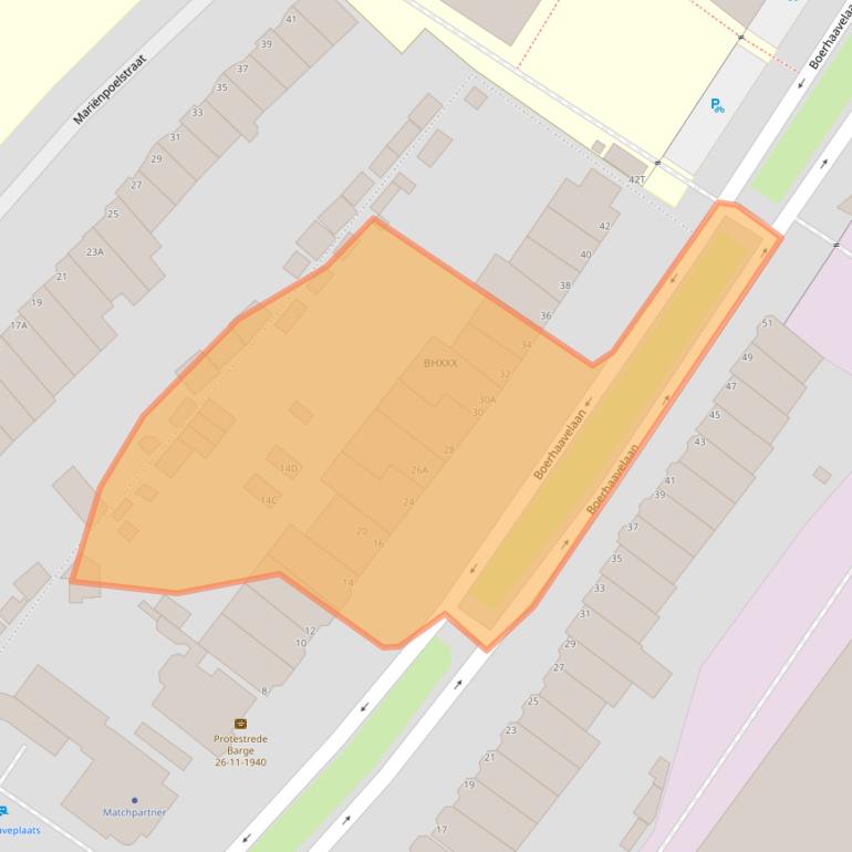 Kaart van postcodegebied 2334EP.