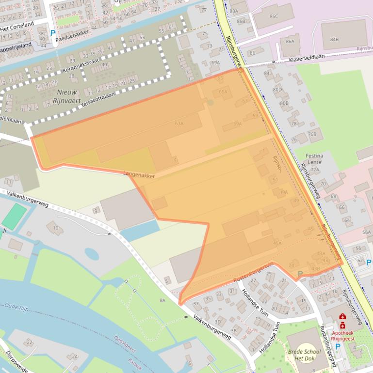 Kaart van postcodegebied 2341AA.