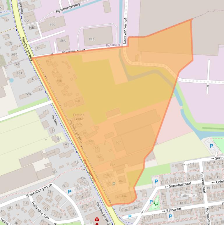 Kaart van postcodegebied 2341AB.