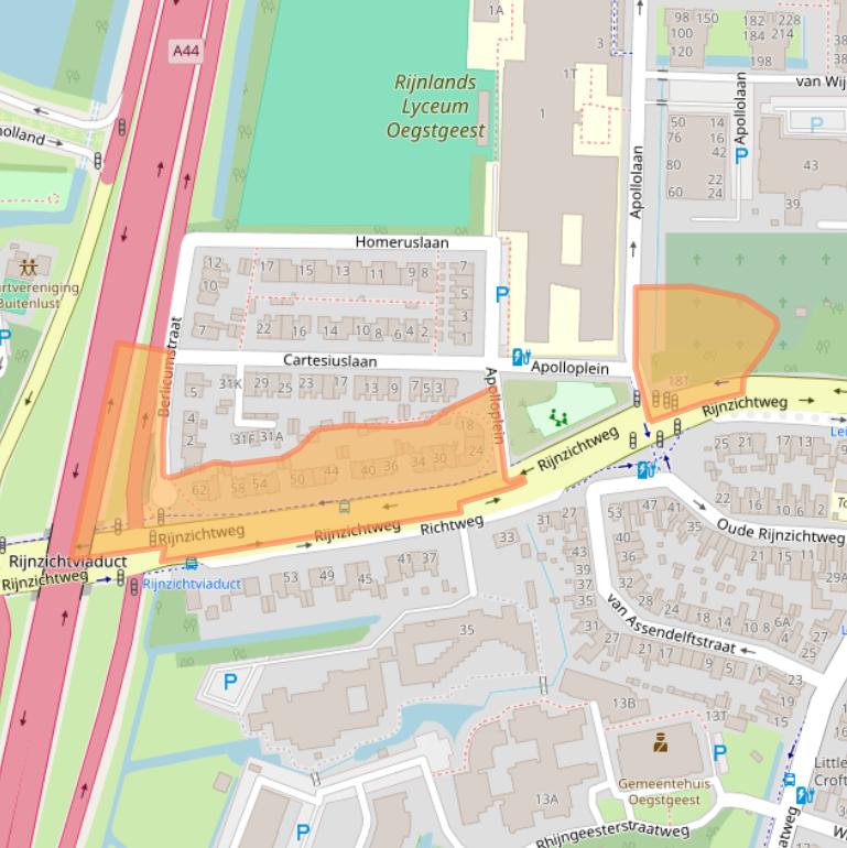 Kaart van postcodegebied 2341AC.