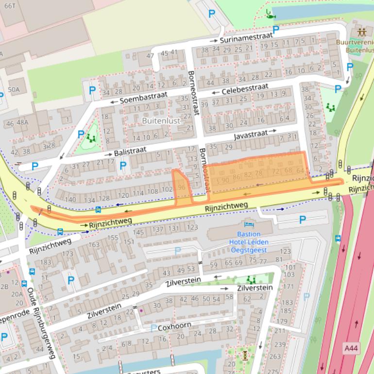 Kaart van postcodegebied 2341AD.