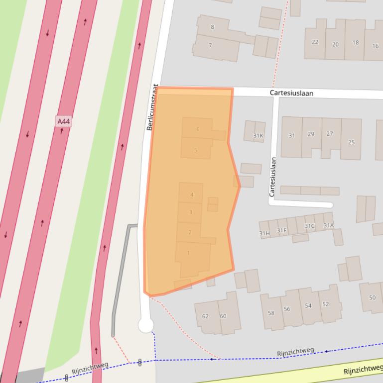 Kaart van postcodegebied 2341AH.