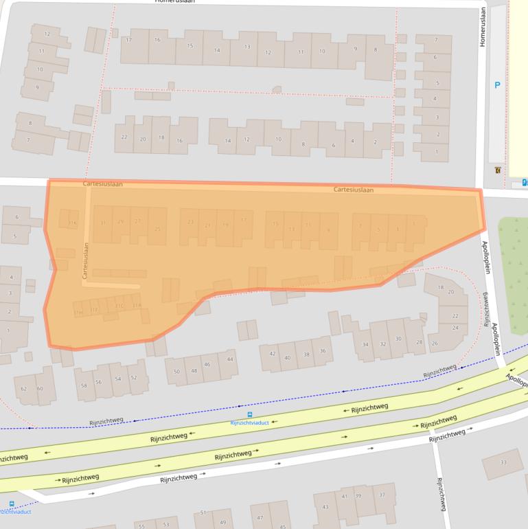 Kaart van postcodegebied 2341AM.