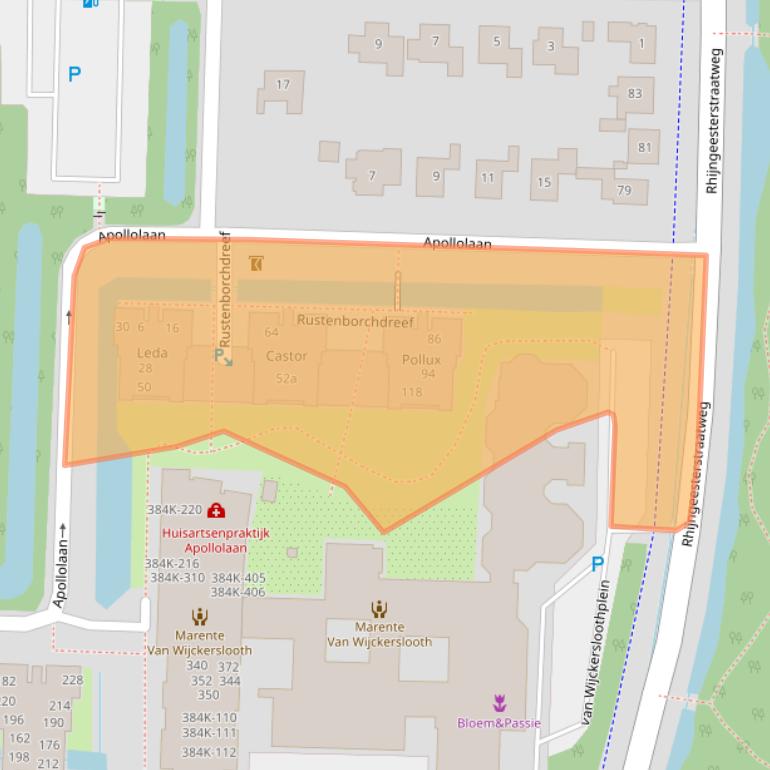 Kaart van postcodegebied 2341AS.
