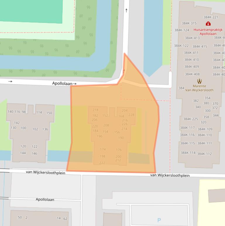 Kaart van postcodegebied 2341AZ.