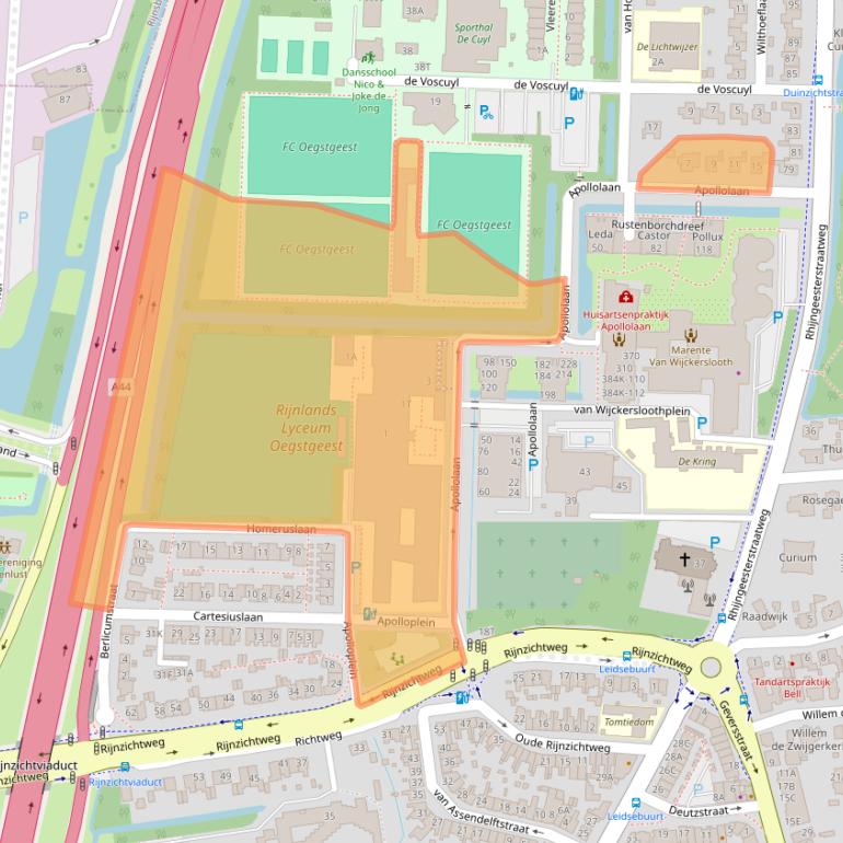 Kaart van postcodegebied 2341BA.