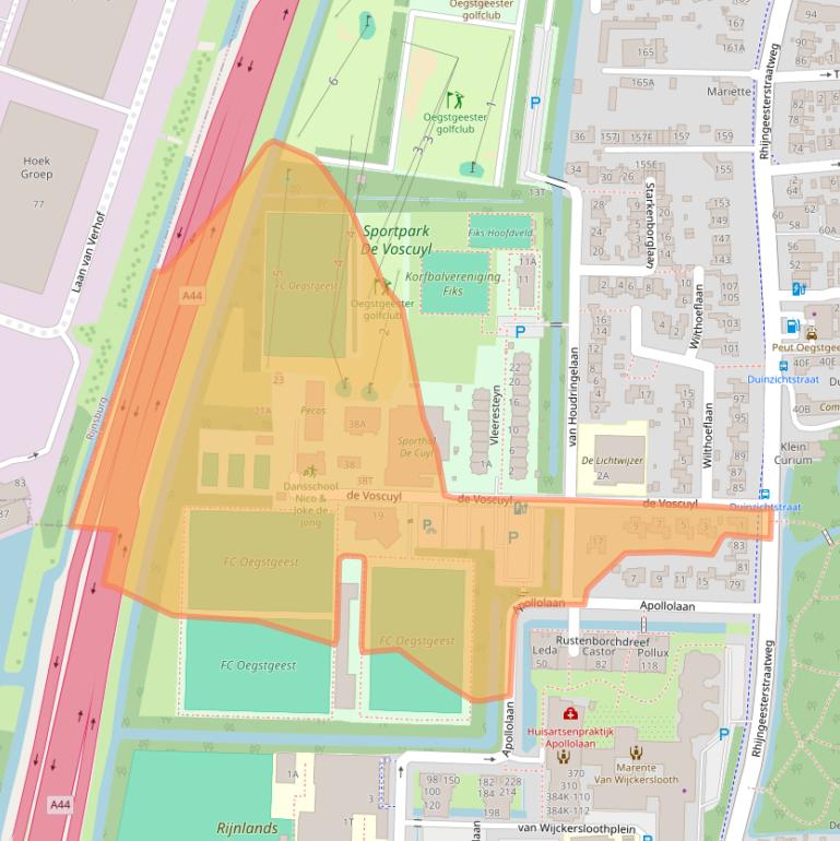 Kaart van postcodegebied 2341BJ.