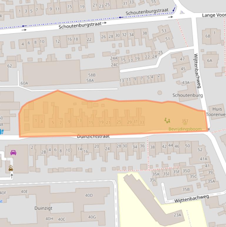 Kaart van postcodegebied 2341BW.