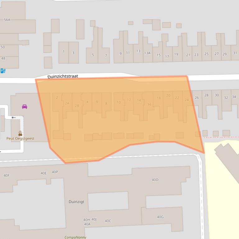Kaart van postcodegebied 2341BX.