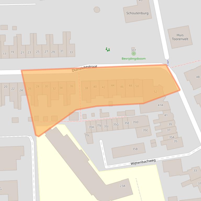 Kaart van postcodegebied 2341BZ.