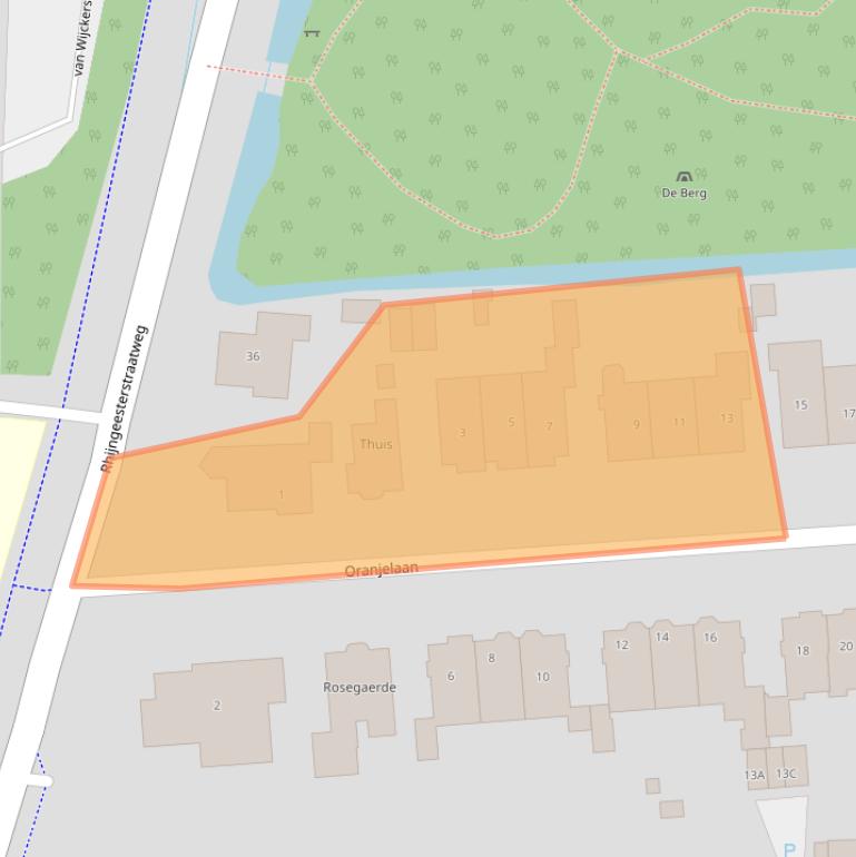 Kaart van postcodegebied 2341CA.