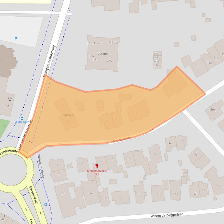 Kaart van postcodegebied 2341EA.