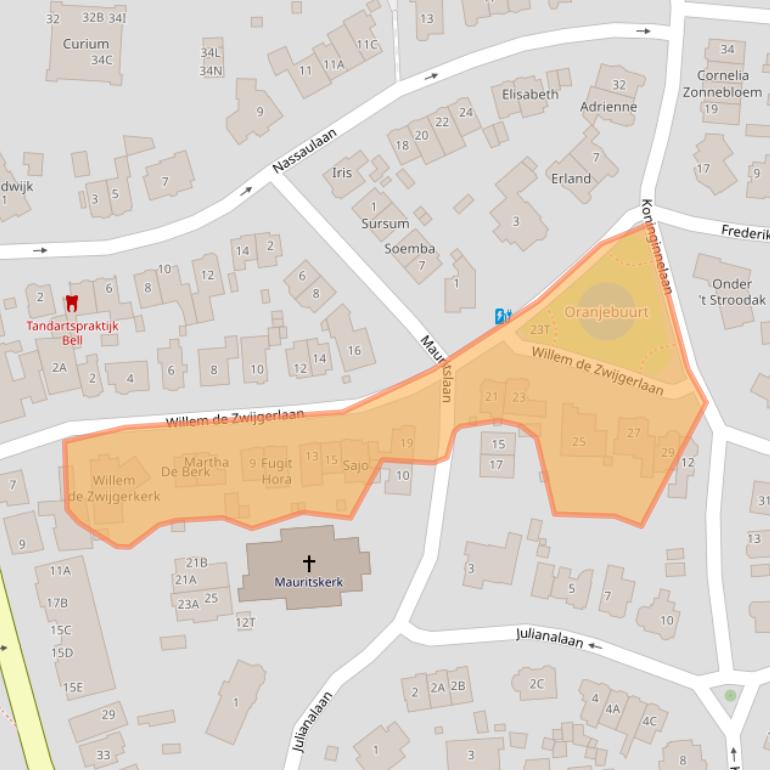 Kaart van postcodegebied 2341EG.