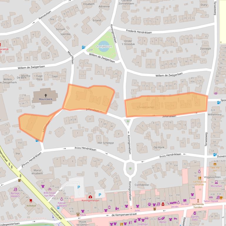 Kaart van postcodegebied 2341EN.