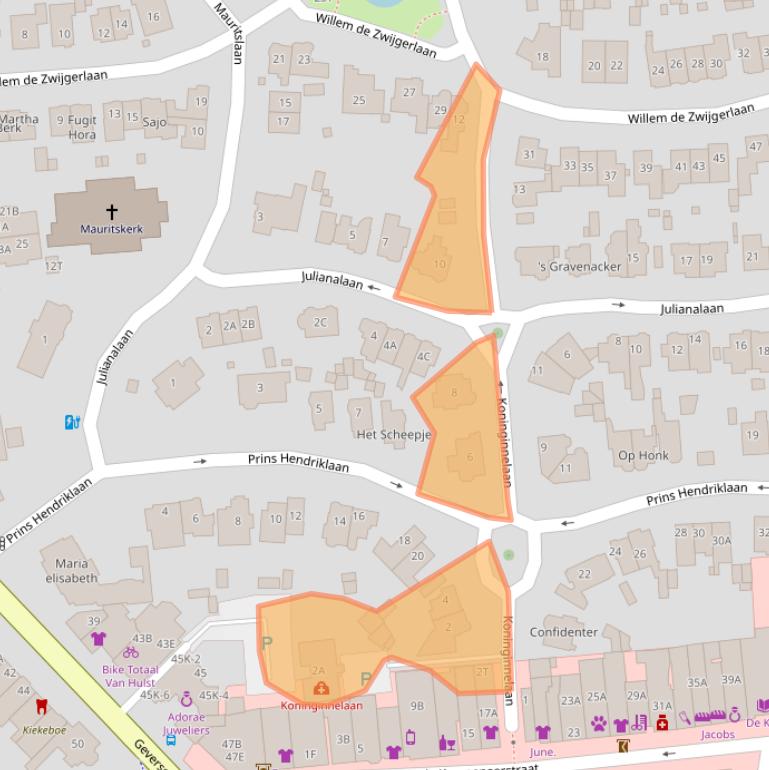 Kaart van postcodegebied 2341EX.