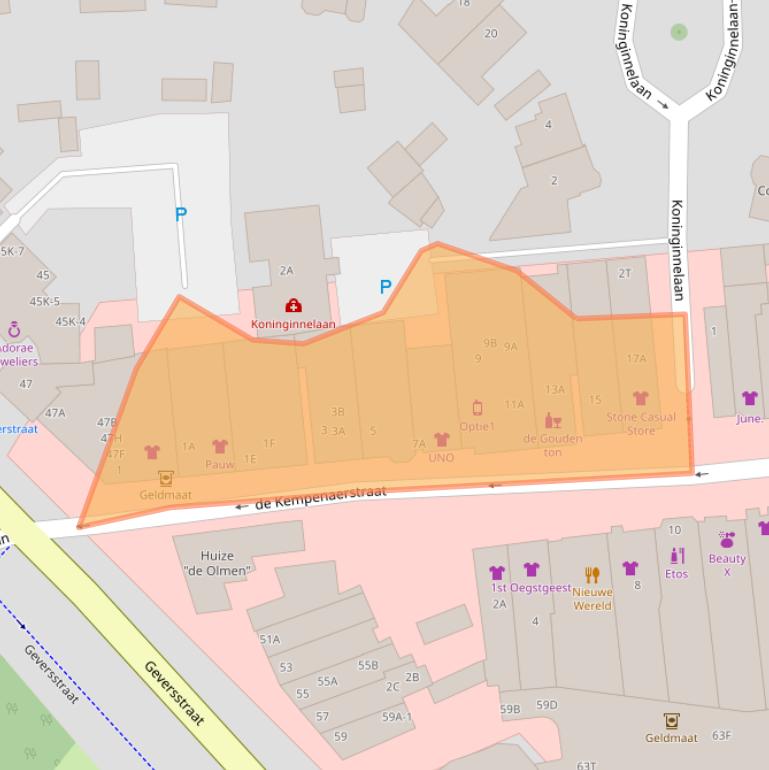 Kaart van postcodegebied 2341GE.