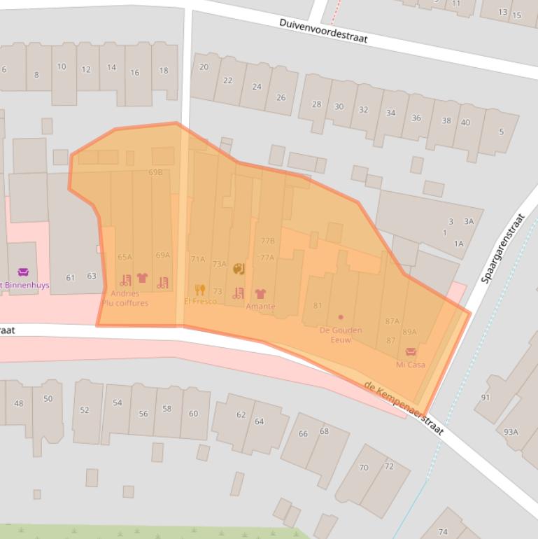 Kaart van postcodegebied 2341GJ.