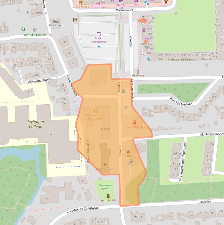 Kaart van postcodegebied 2341HA.