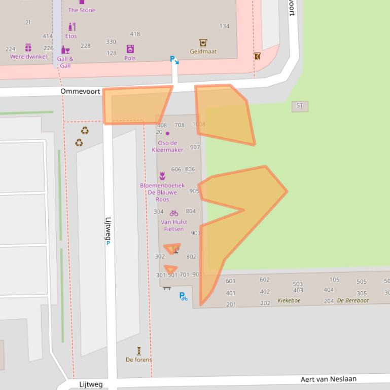 Kaart van postcodegebied 2341HE.