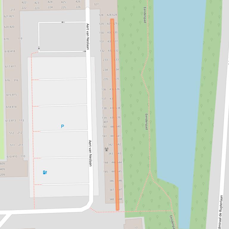 Kaart van postcodegebied 2341HT.