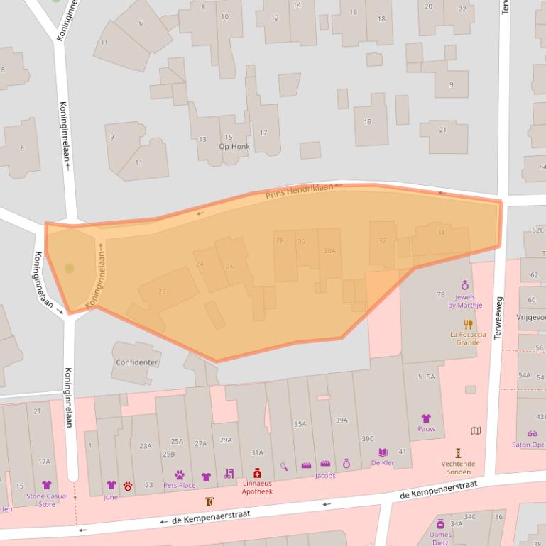 Kaart van postcodegebied 2341JC.