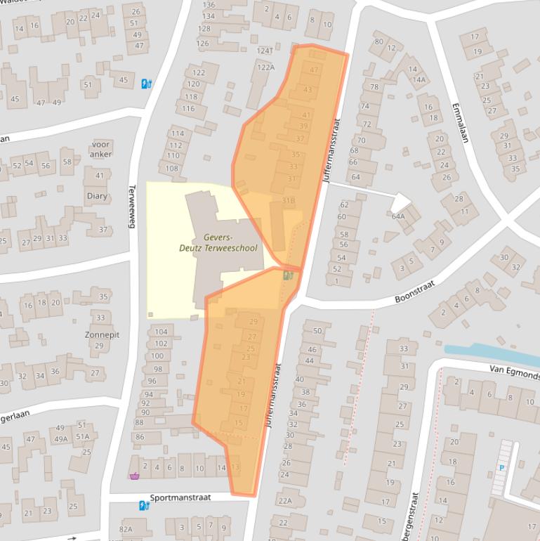 Kaart van postcodegebied 2341JJ.