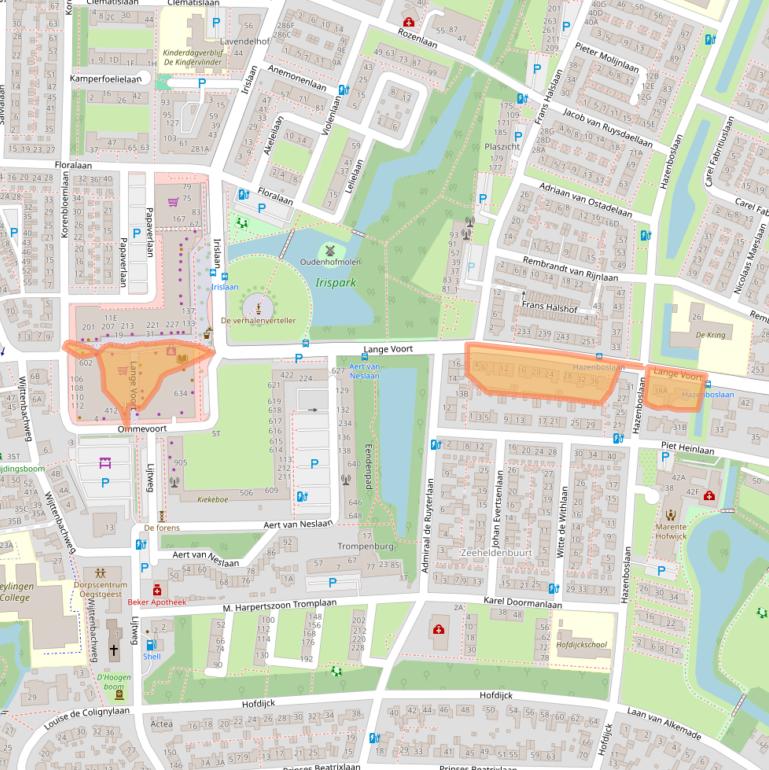 Kaart van postcodegebied 2341KA.