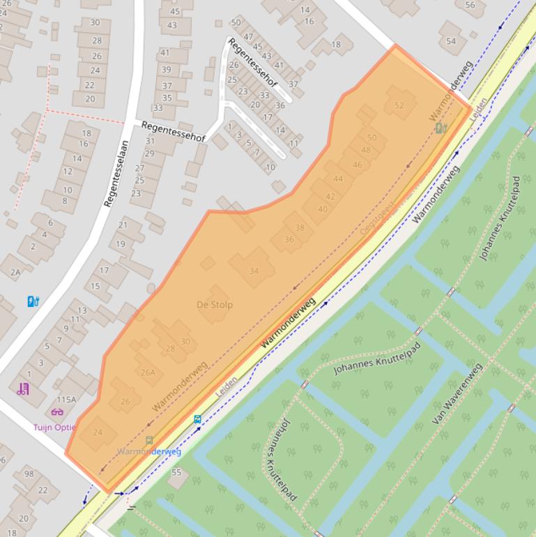 Kaart van postcodegebied 2341KW.