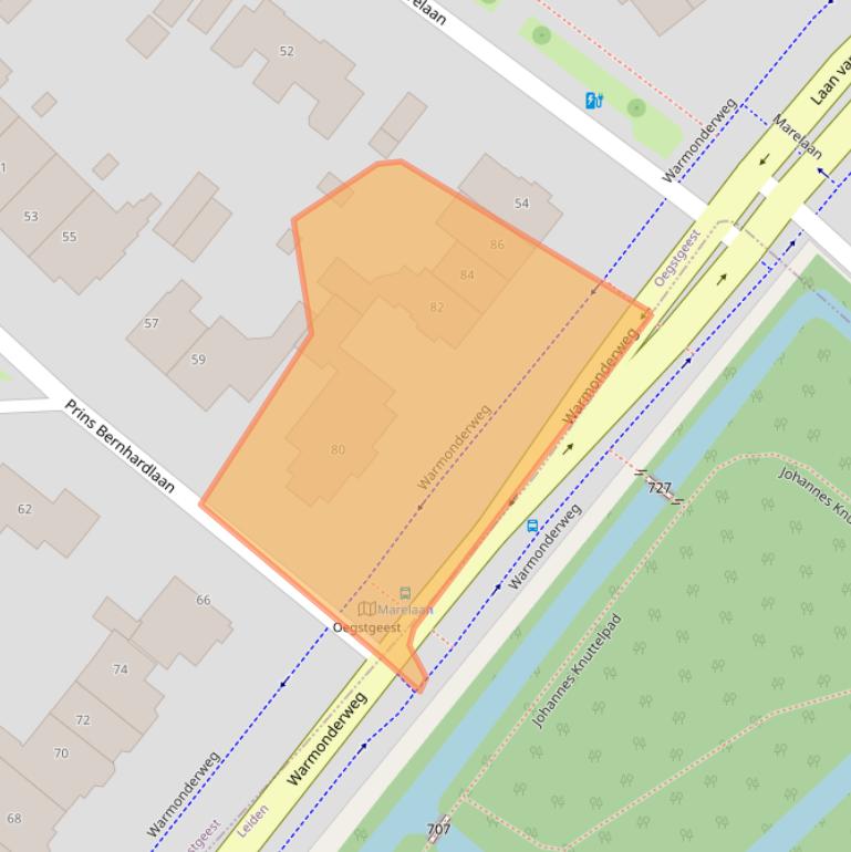 Kaart van postcodegebied 2341KZ.