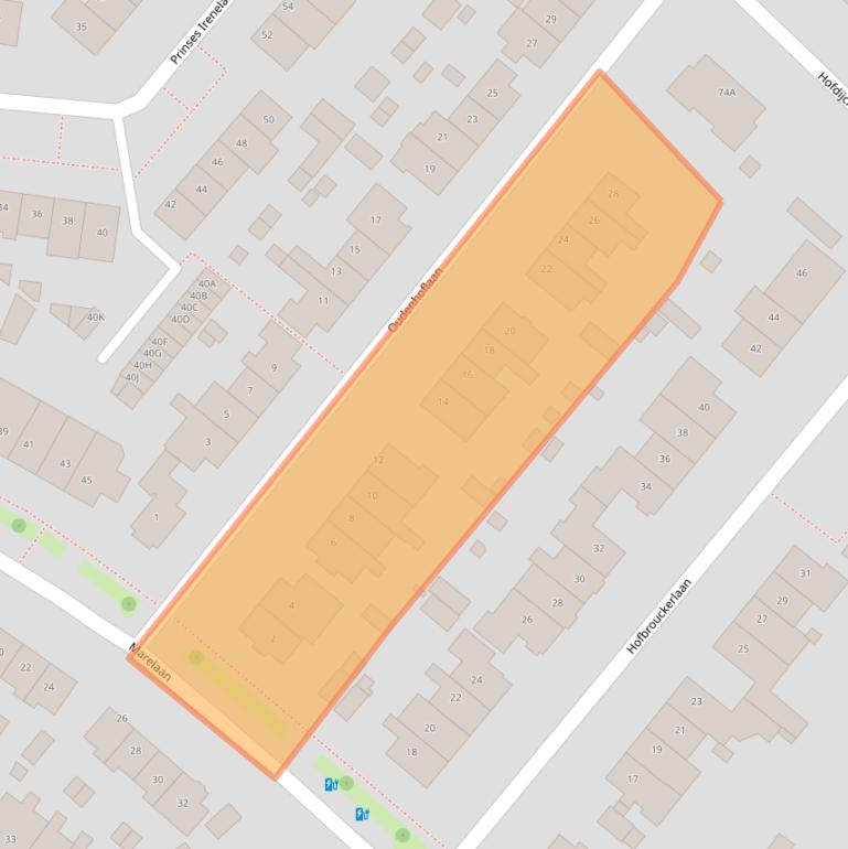 Kaart van postcodegebied 2341LH.