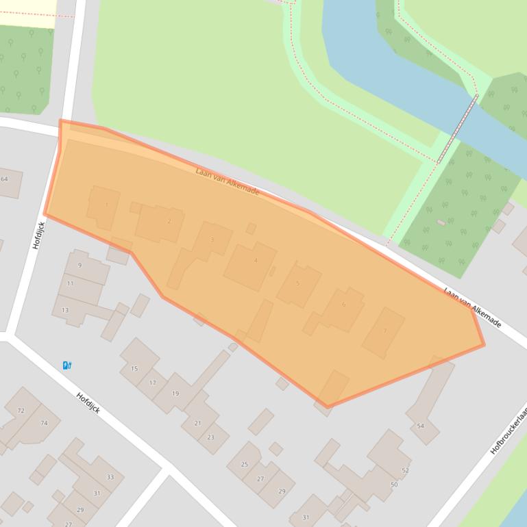 Kaart van postcodegebied 2341LJ.