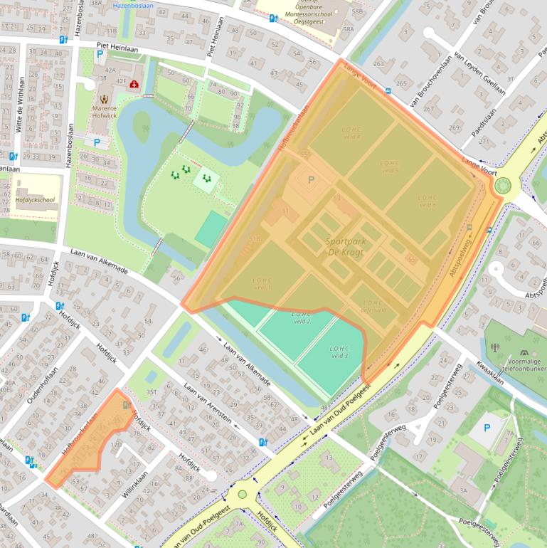 Kaart van postcodegebied 2341LM.