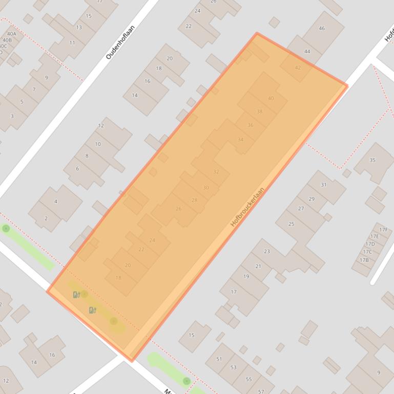 Kaart van postcodegebied 2341LP.