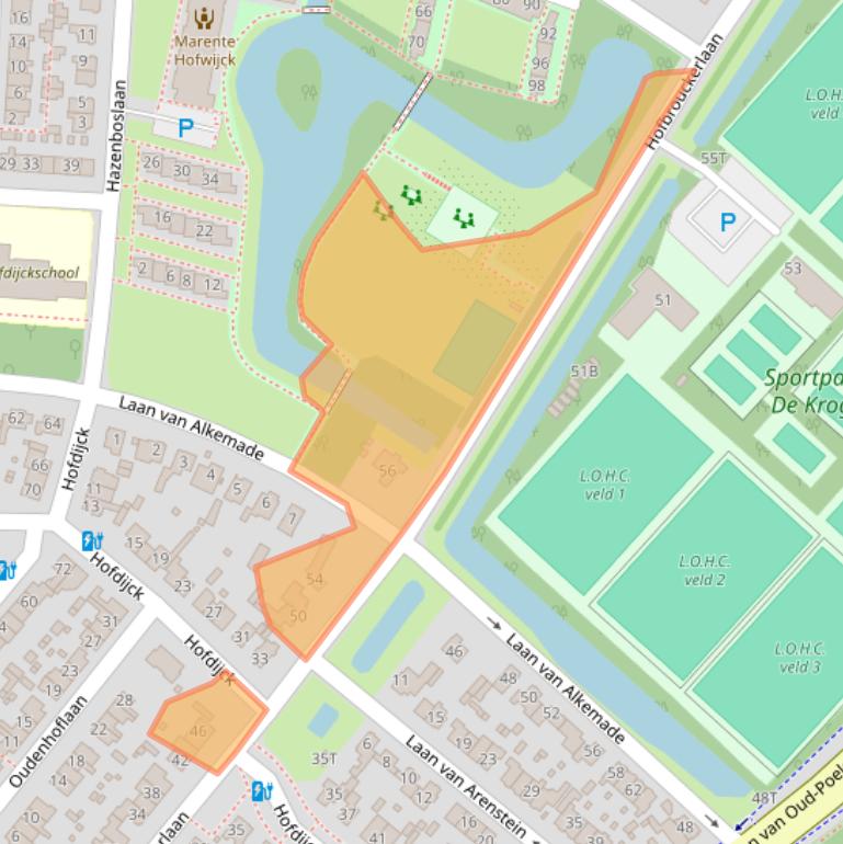 Kaart van postcodegebied 2341LR.