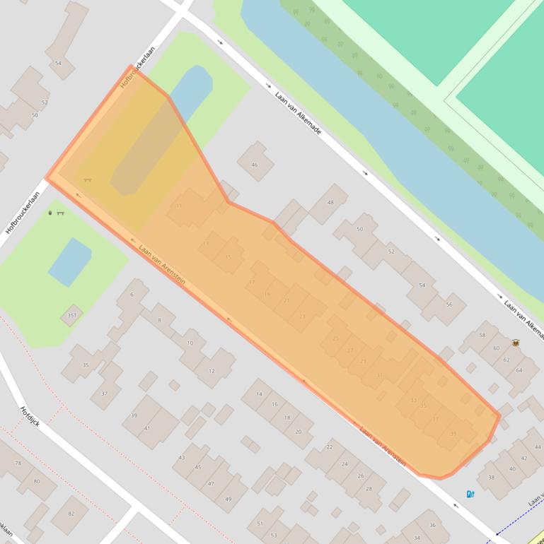 Kaart van postcodegebied 2341LS.