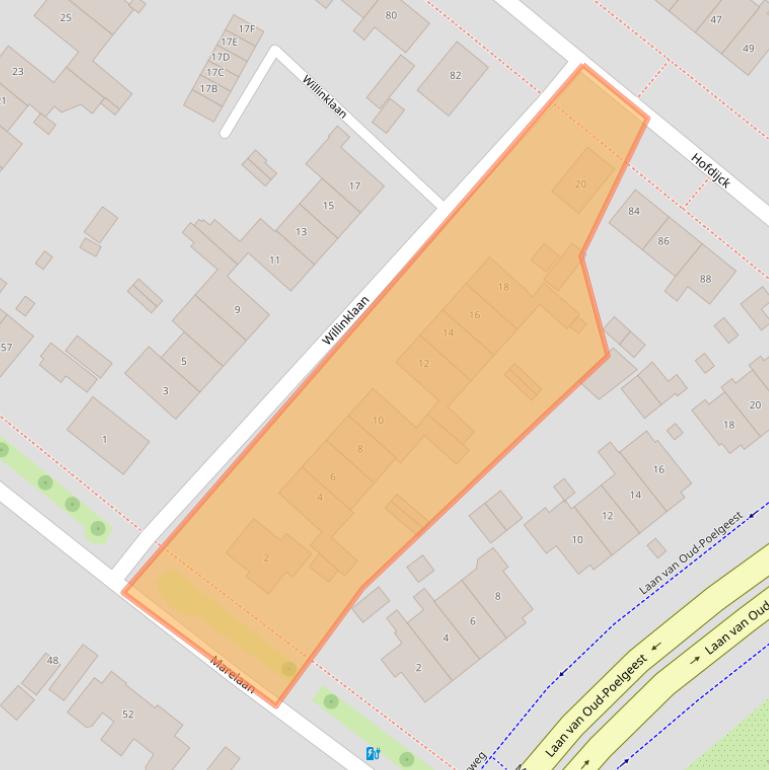 Kaart van postcodegebied 2341LW.