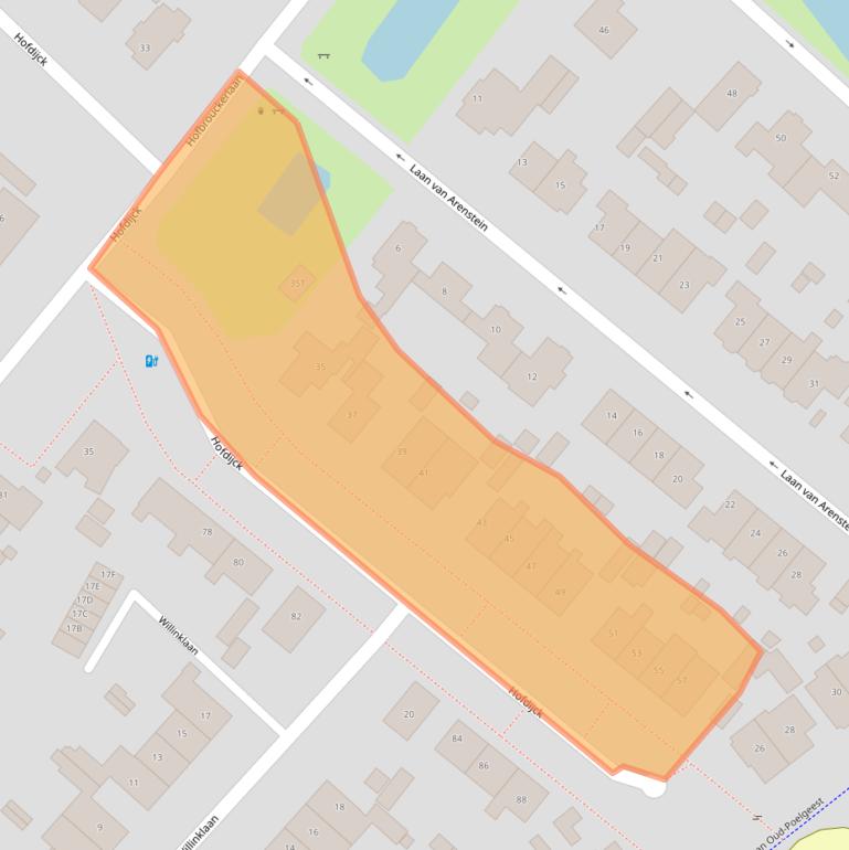 Kaart van postcodegebied 2341NB.