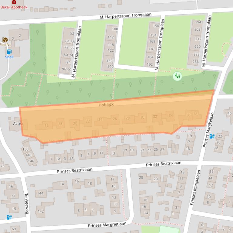 Kaart van postcodegebied 2341NC.