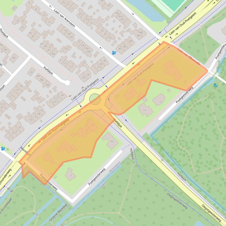 Kaart van postcodegebied 2341NH.