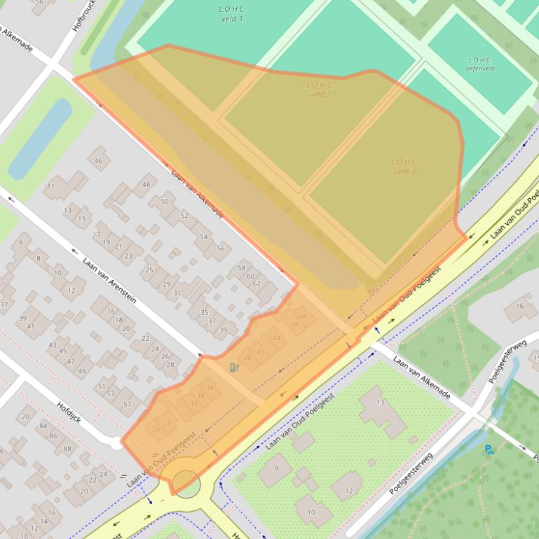 Kaart van postcodegebied 2341NL.